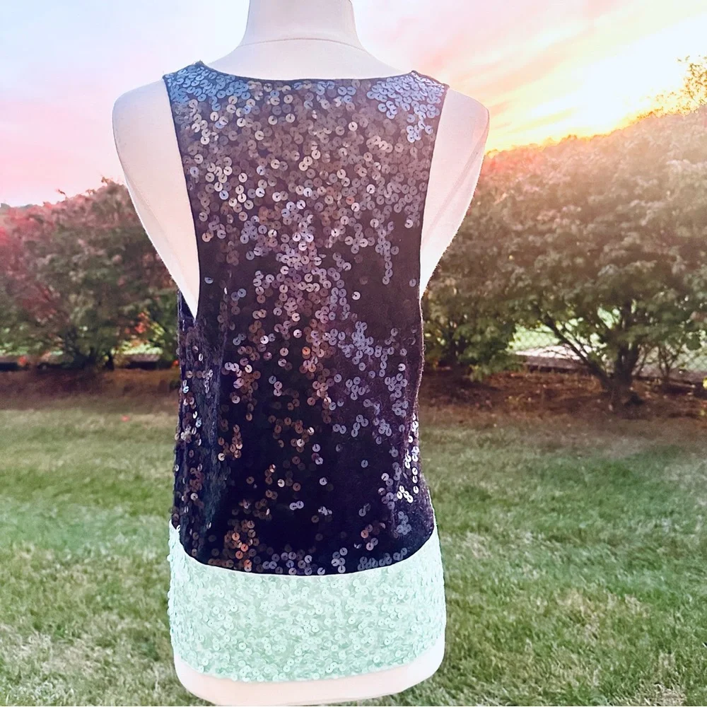 J. Crew Navy and Aqua Sequin tank
